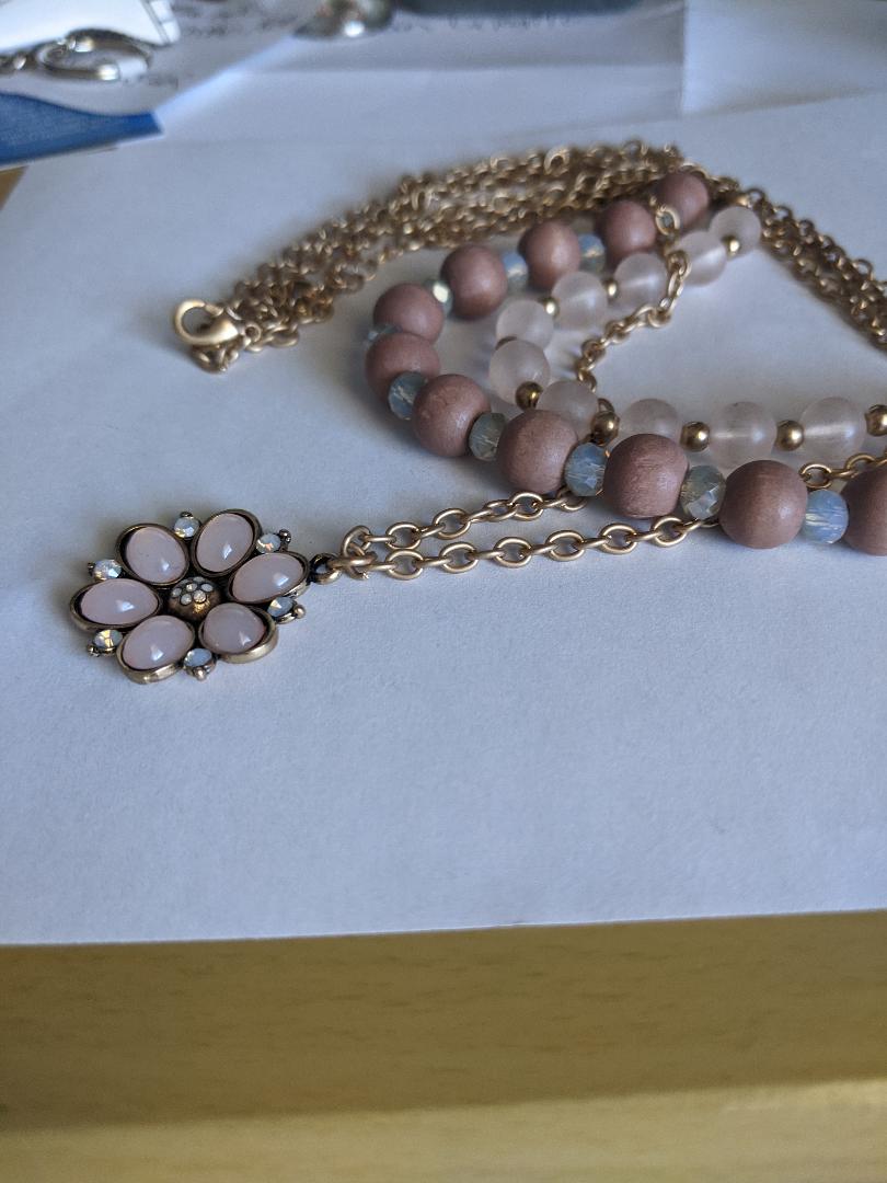 Unique Three Strand Beaded Chain Necklace