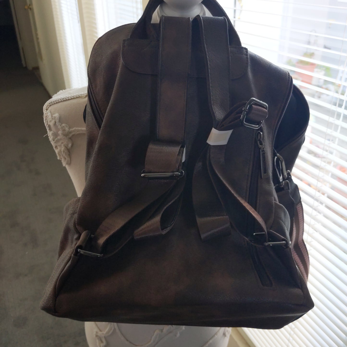 Opage Brown Leather Backpack Purse