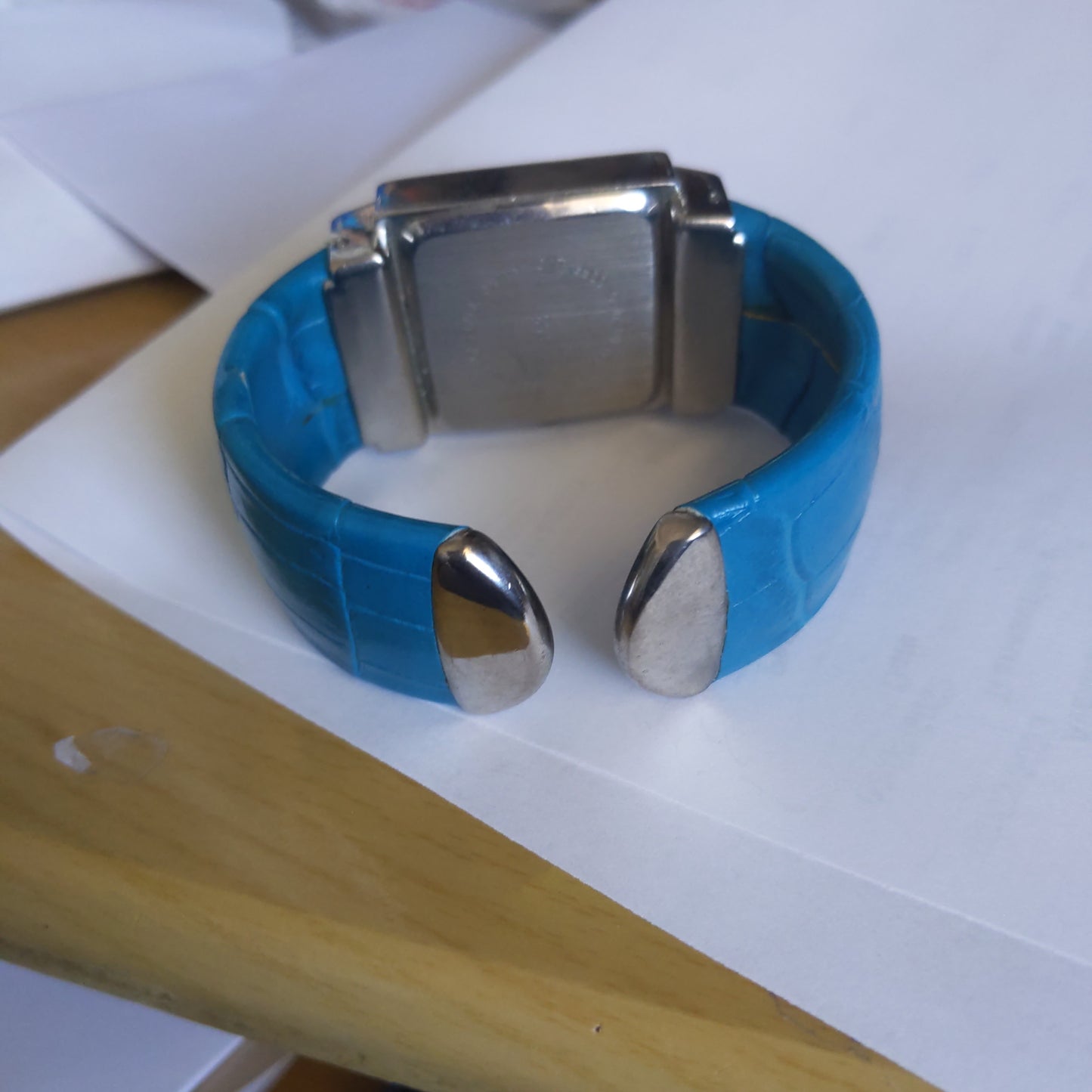 Stainless Steel Blue Bracelet Cuff Watch