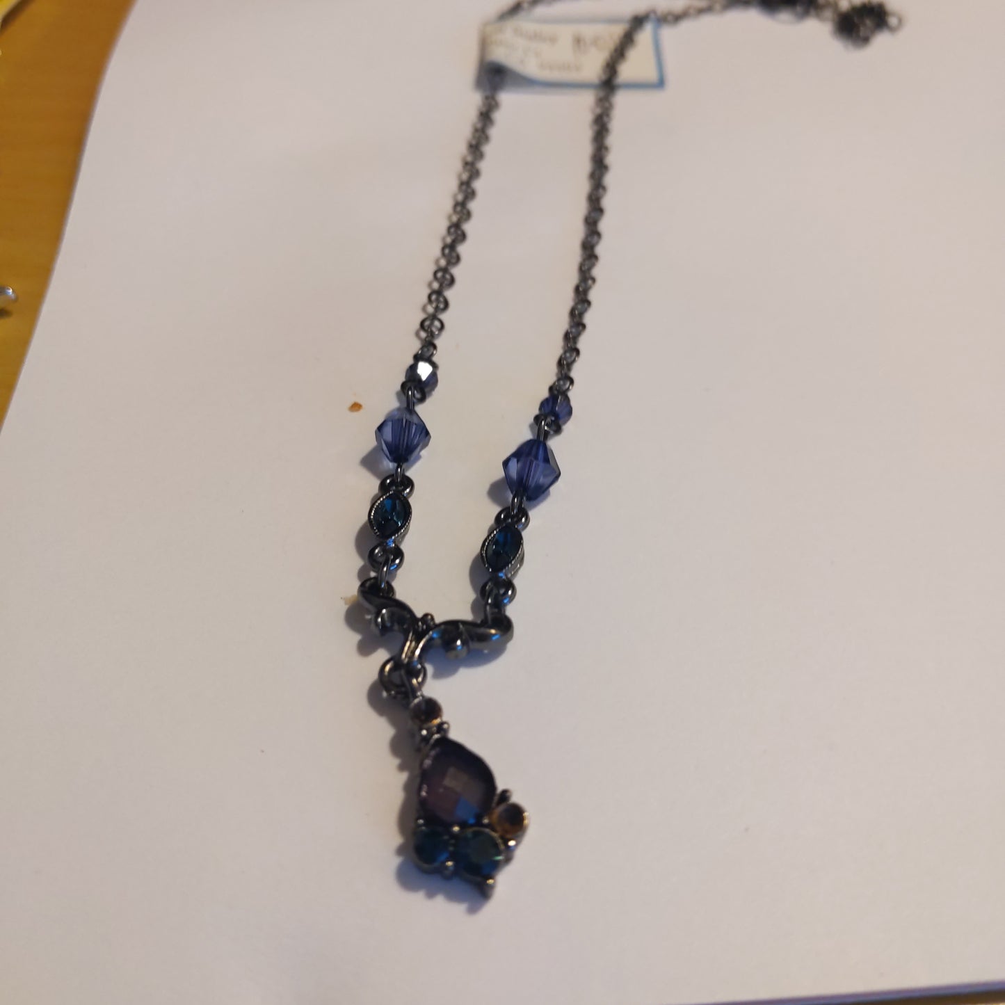 Blue T Style Rhinestone Necklace