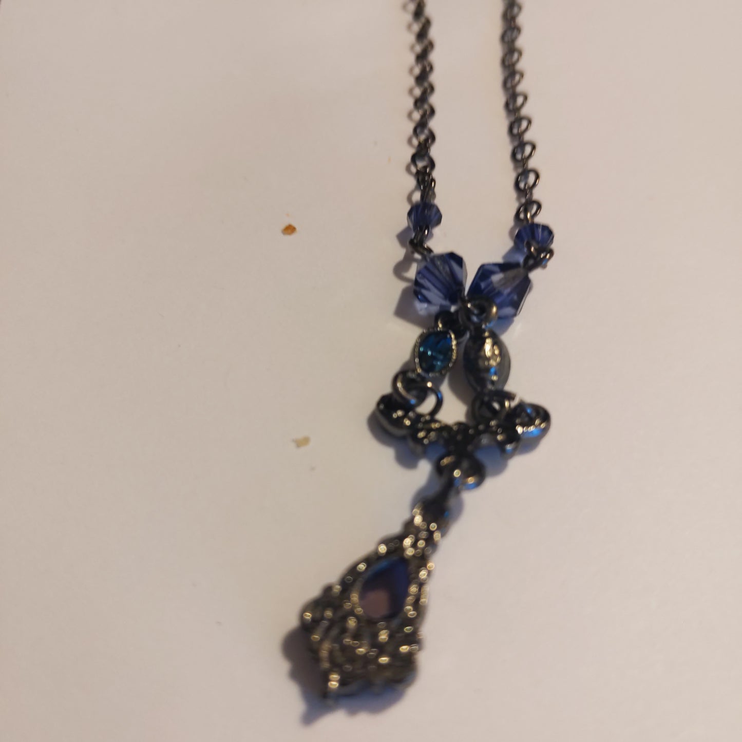 Blue T Style Rhinestone Necklace