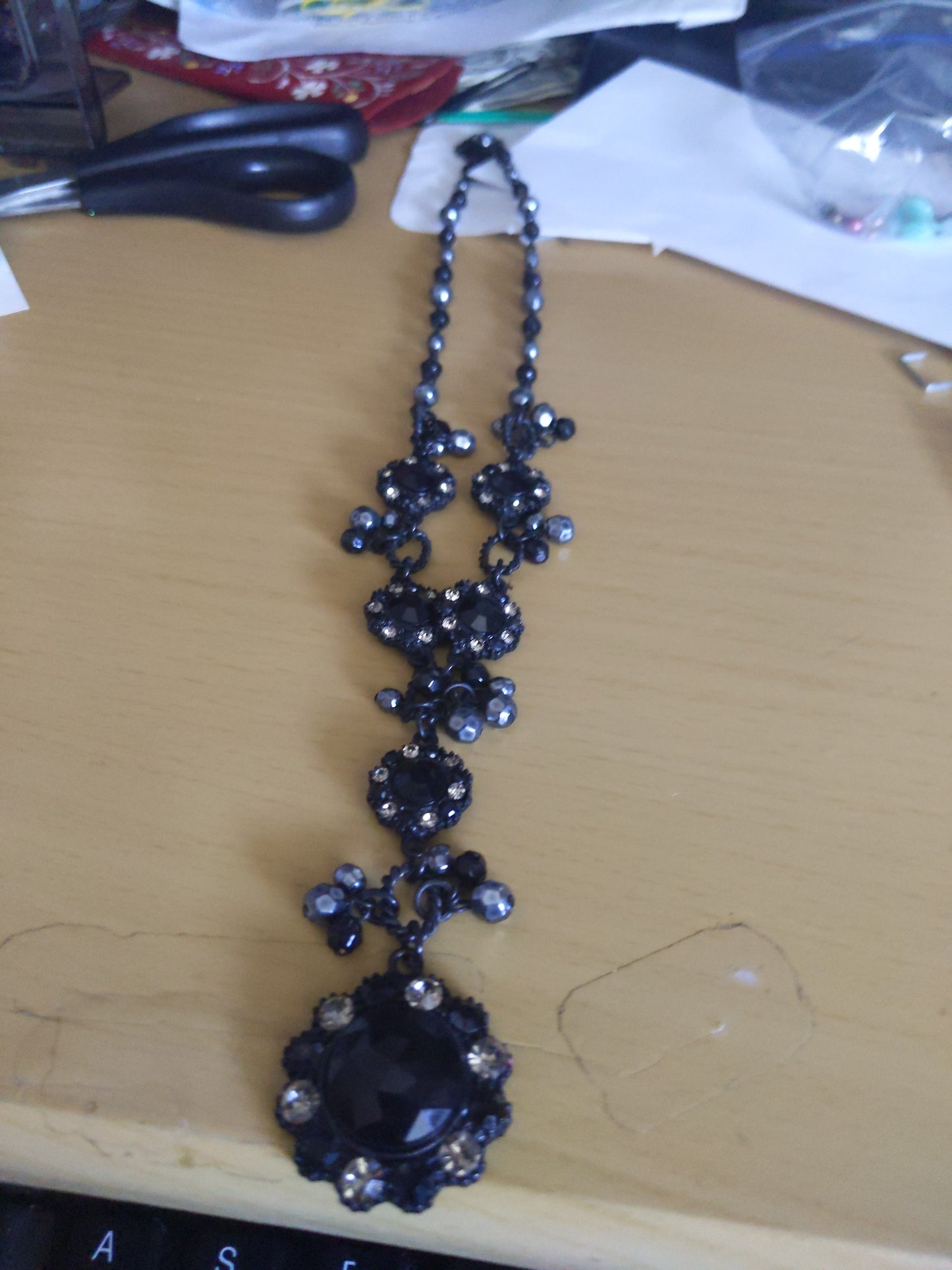 Black Flowered Necklace