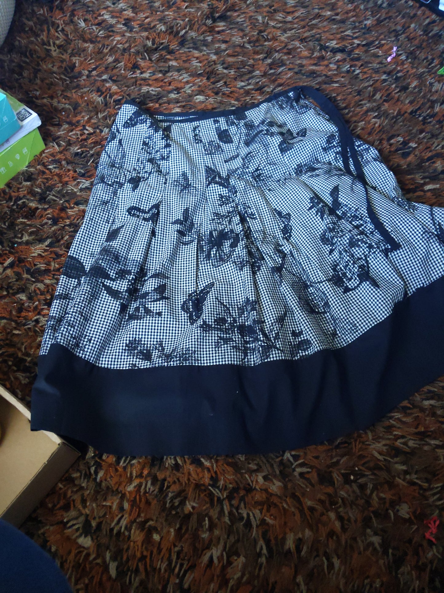 Talbot's Checkered Black Skirt Size 14