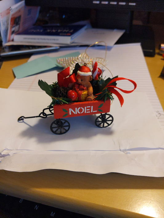 Noel Red Wagon Ornament