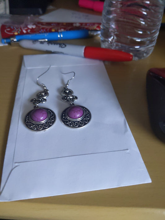 Long purple Beaded Earrings