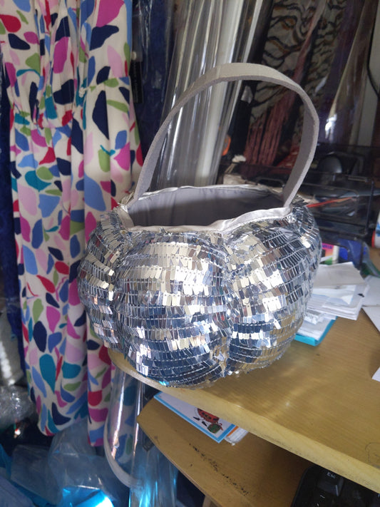 Shiny Silver Sequin Purse