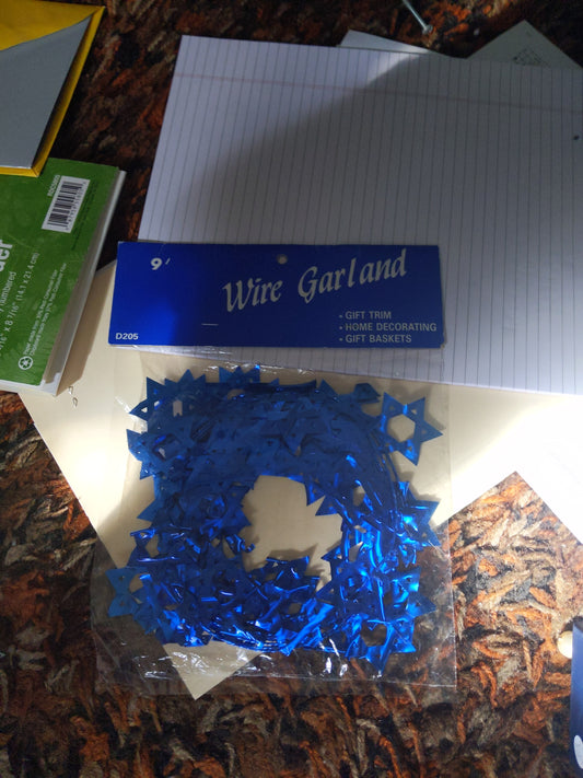 Blue Star of David Wire Garland