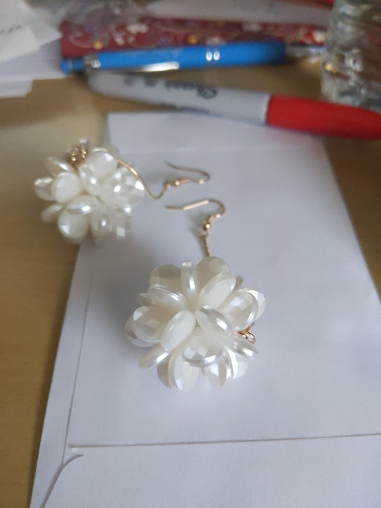 Long White Flower Earrings
