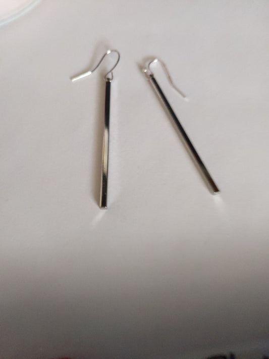 Long Thin Fake silver Earrings