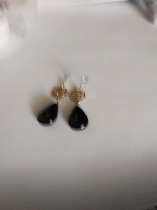 Wire Earrings with Gold Disc