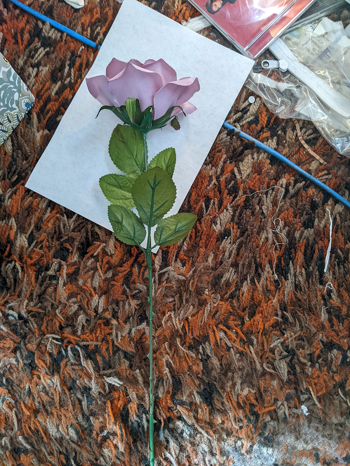 Long Purple Silk Rose
