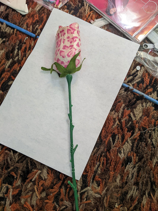 Long Silk Pink Spotted Rose