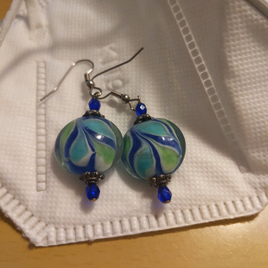 Glass Swirl Wire Earrings-NEW