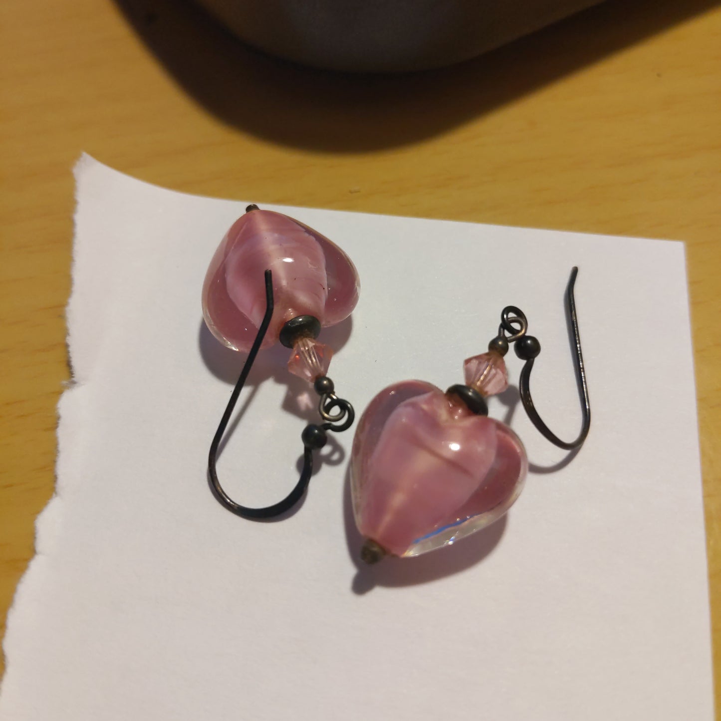 Pink Heart and Pink Flower Earrings for