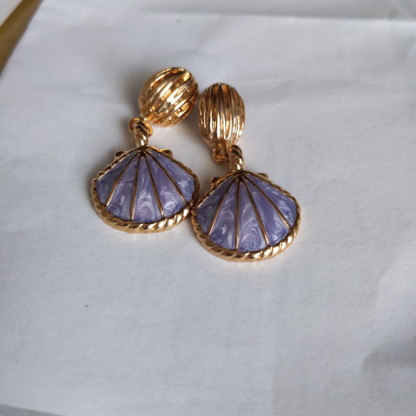 Long Purple Shell Earrings