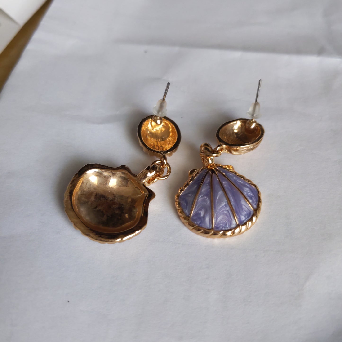Long Purple Shell Earrings