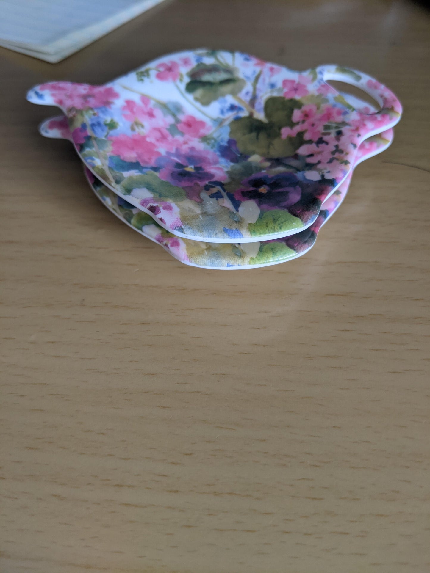 Pink/Purple Flowers Tea Pot Shaped Tea Bag Holders