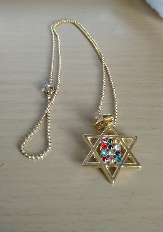 Star Of David Pendant Chain Necklace