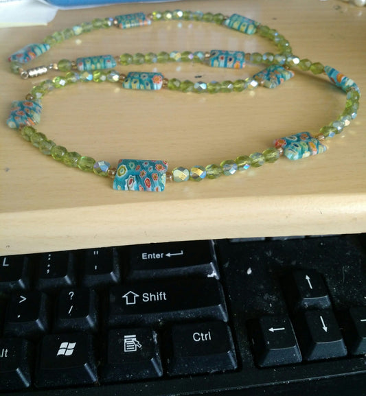 Green Handcrafted Beaded Necklace