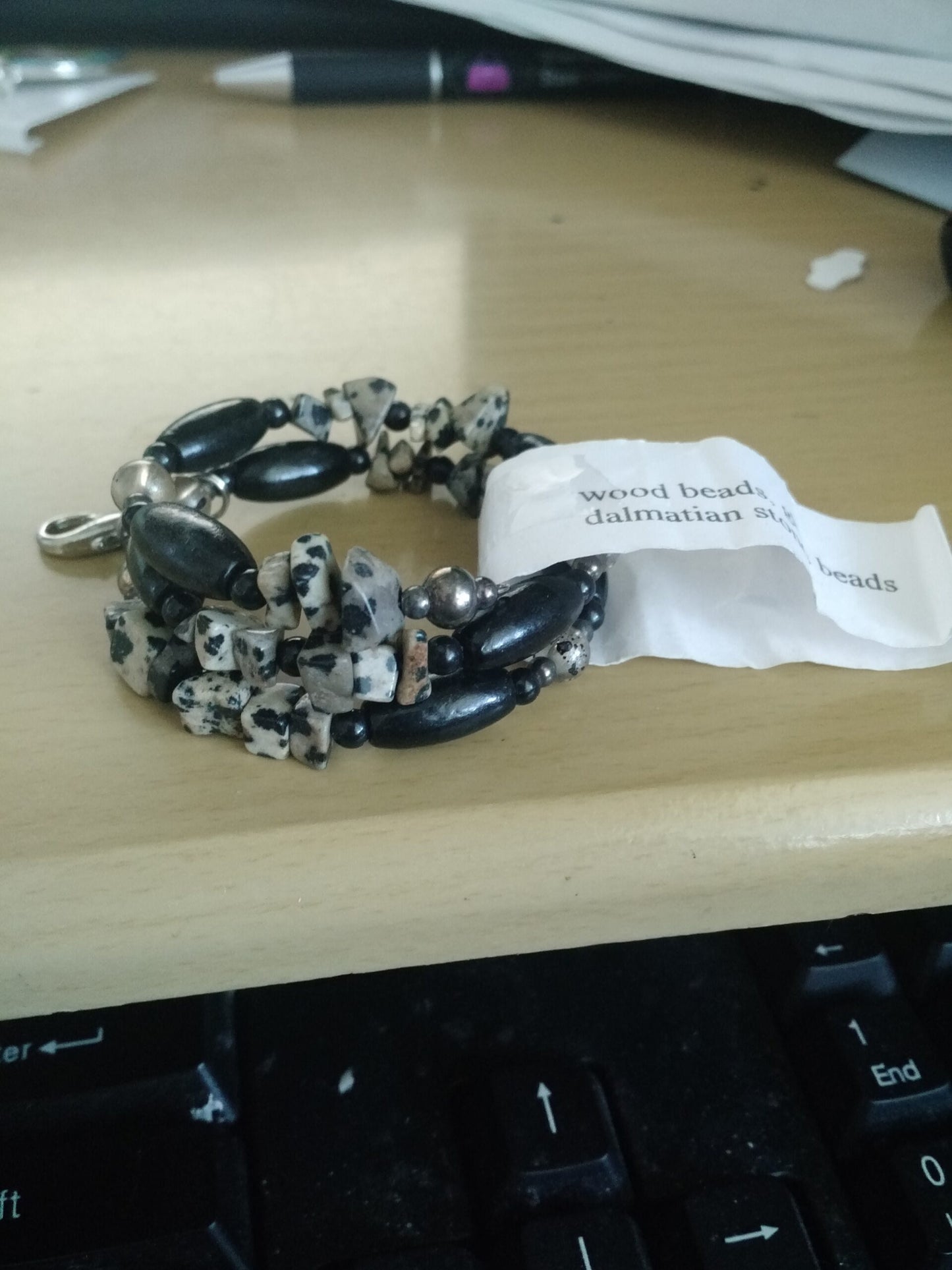 Handcrafted Black Beaded Bracelet-Key Chain-NEW