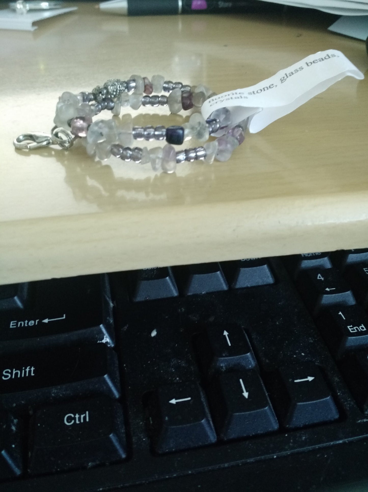 Glass Crystal Beaded Bracelet Key Chain-NEW