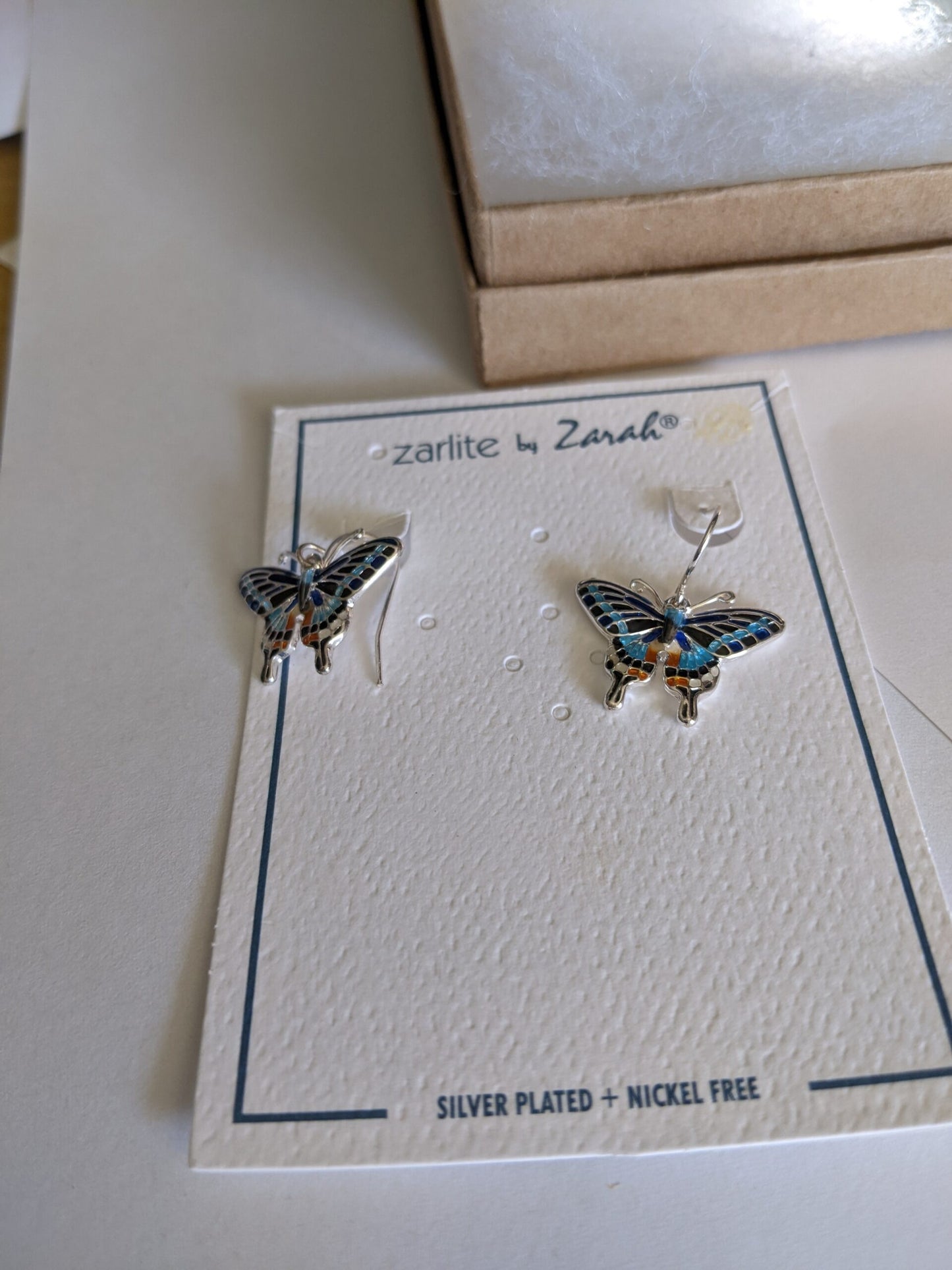 Zarlite Silver Plated Wire Butterfly Earrings-NEW