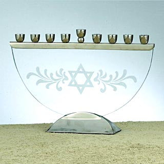 Etched Glass Menorah - NEW