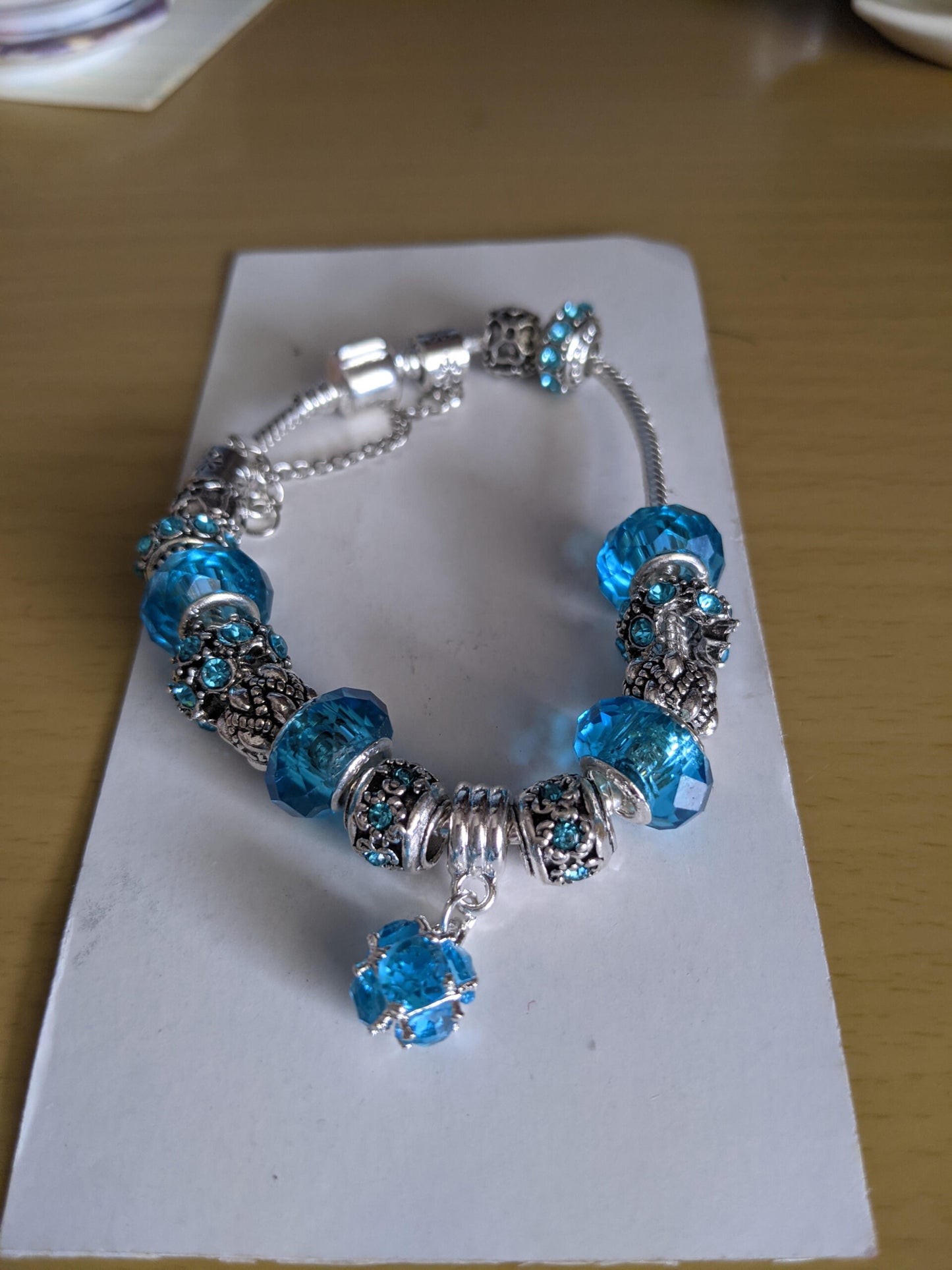 Turquoise Beaded Chain Bracelet-NEW