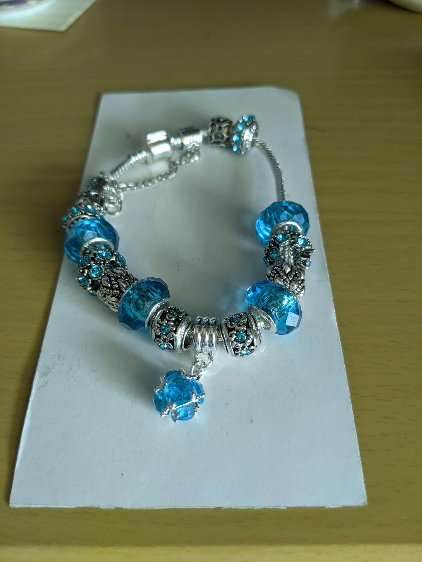 Turquoise Beaded Chain Bracelet-NEW