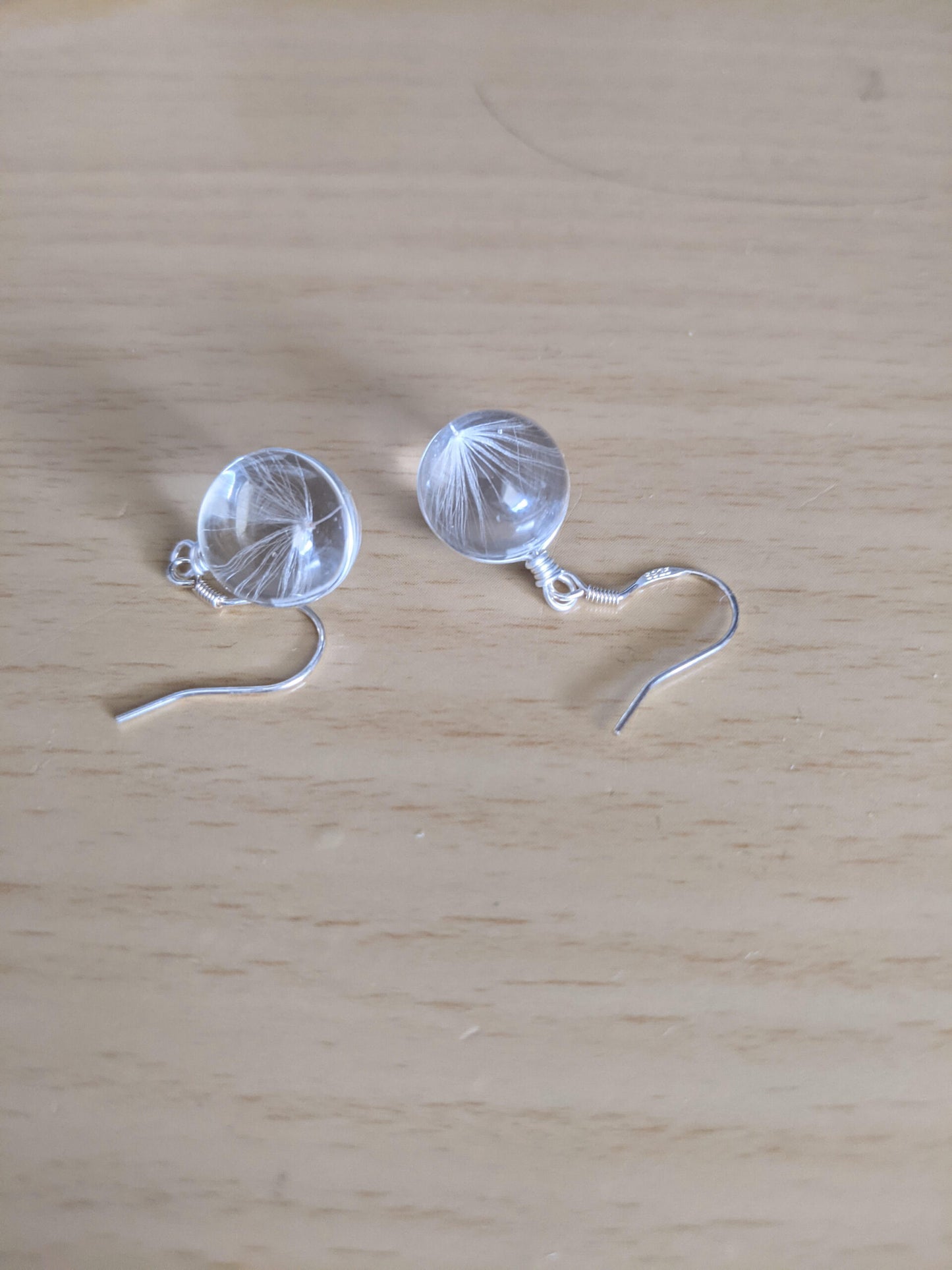 White Round Dandelion Ball Earrings-NEW