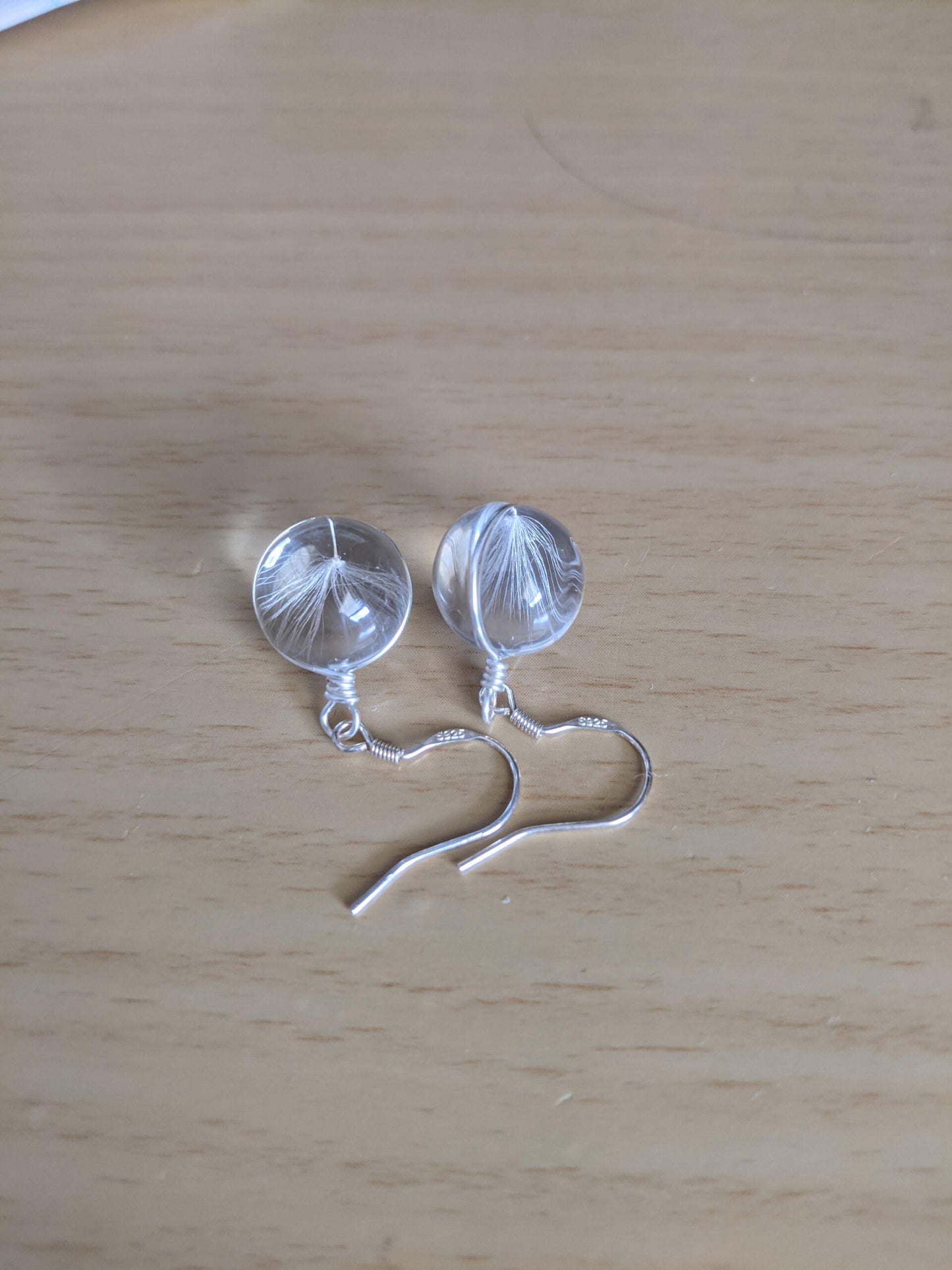 White Round Dandelion Ball Earrings-NEW