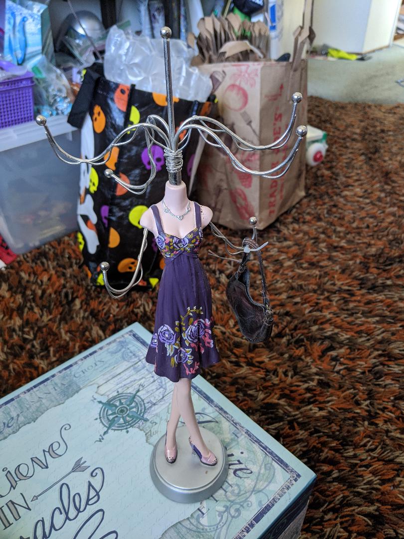 Beautiful Jewelry Lady in Purple Dress