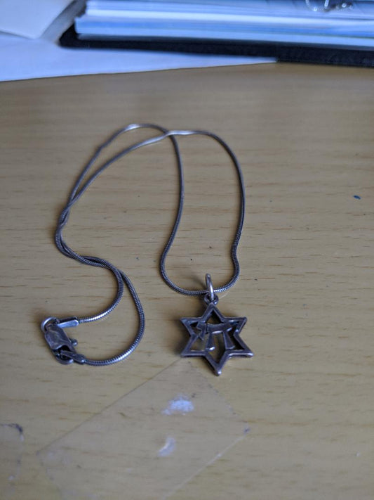 Star of David Necklace with Hi in the Star-New