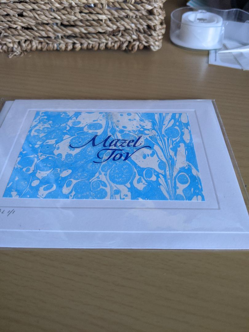 Mazel Tov Blue Card with Matching White Enevelope