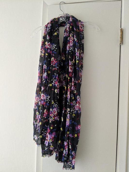Woman Within Black Scarf with Flowers-NEW