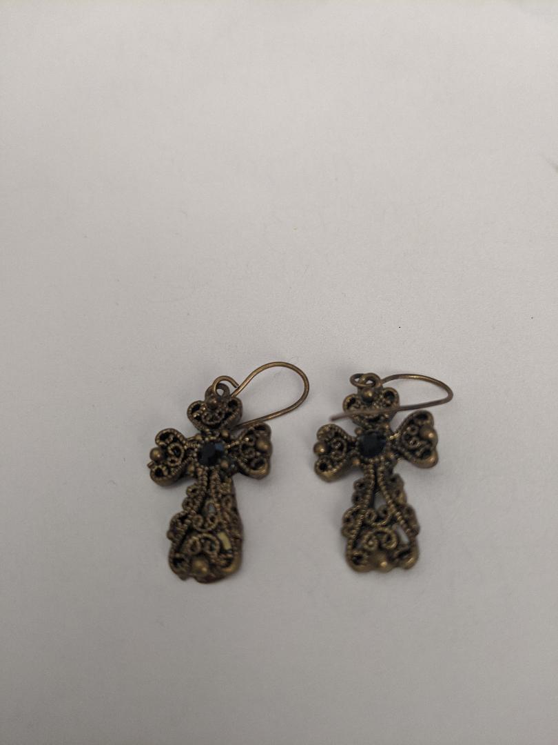 Black & Gold Cross Earrings