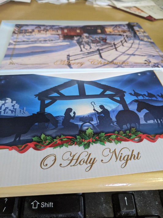 Sleigh Scene and Babe in the Manager Christmas Cards-NEW